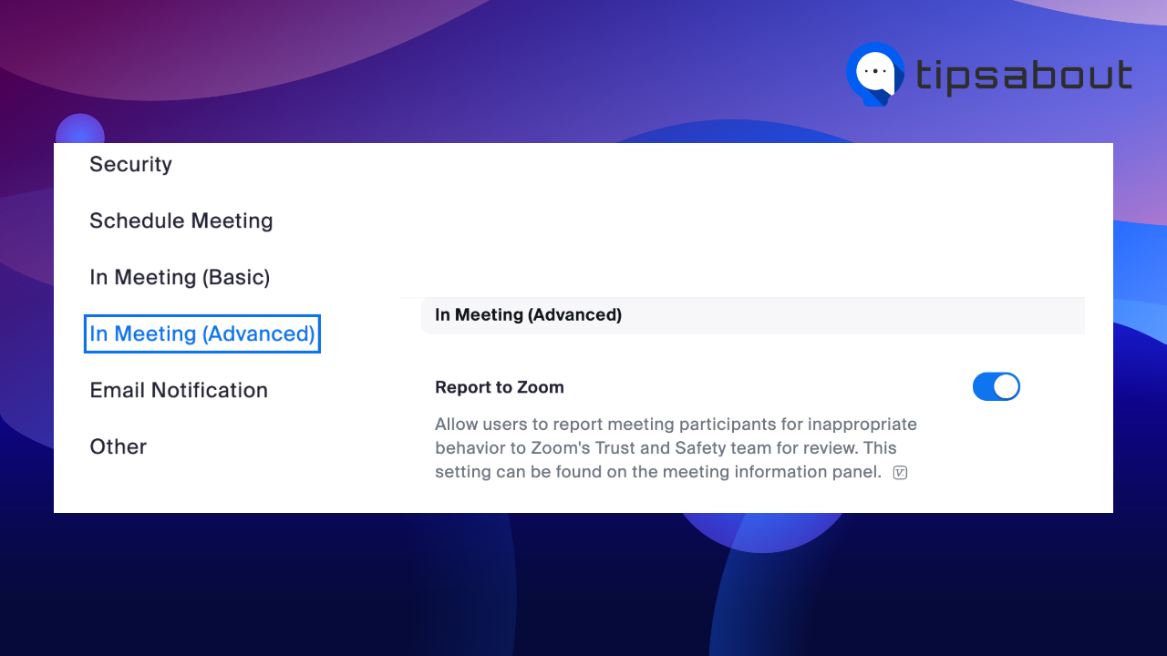 In-meeting Zoom option to report a user
