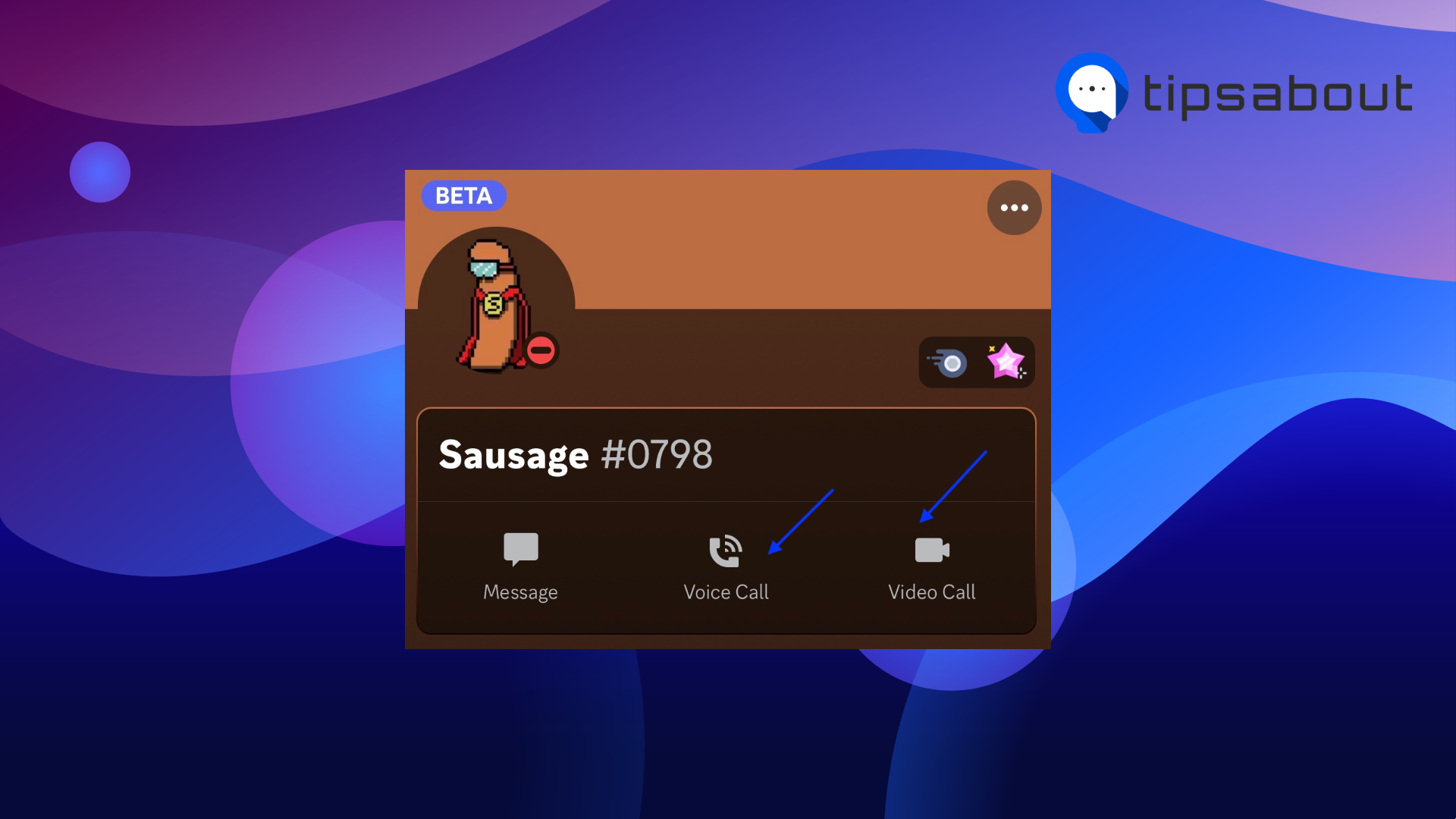 Voice and video call option on Discord mobile