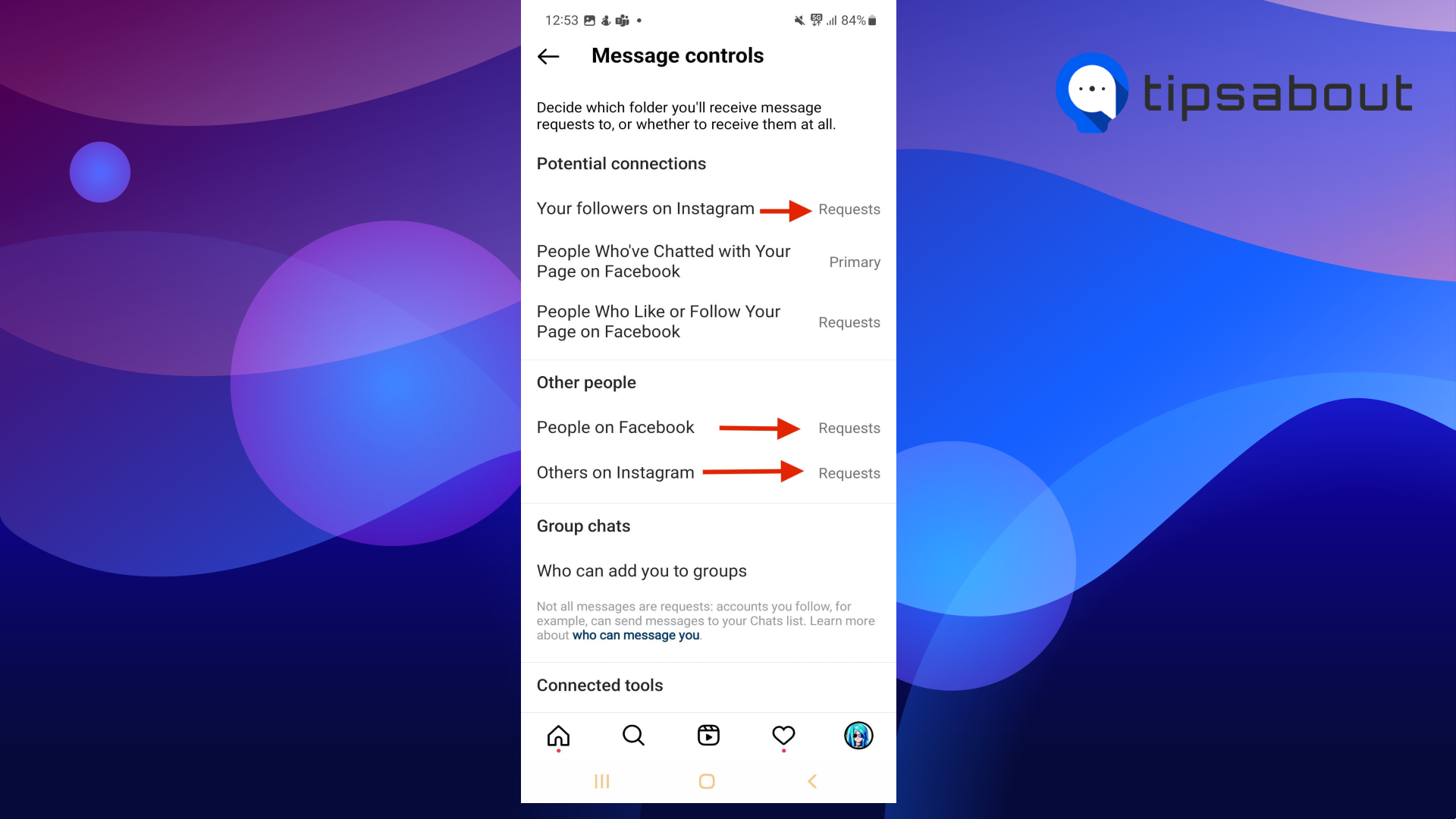 Message control options on Instagram