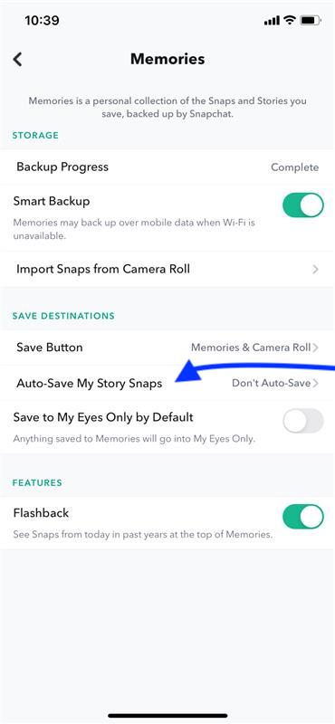 Auto Save My Story Snaps Feature
