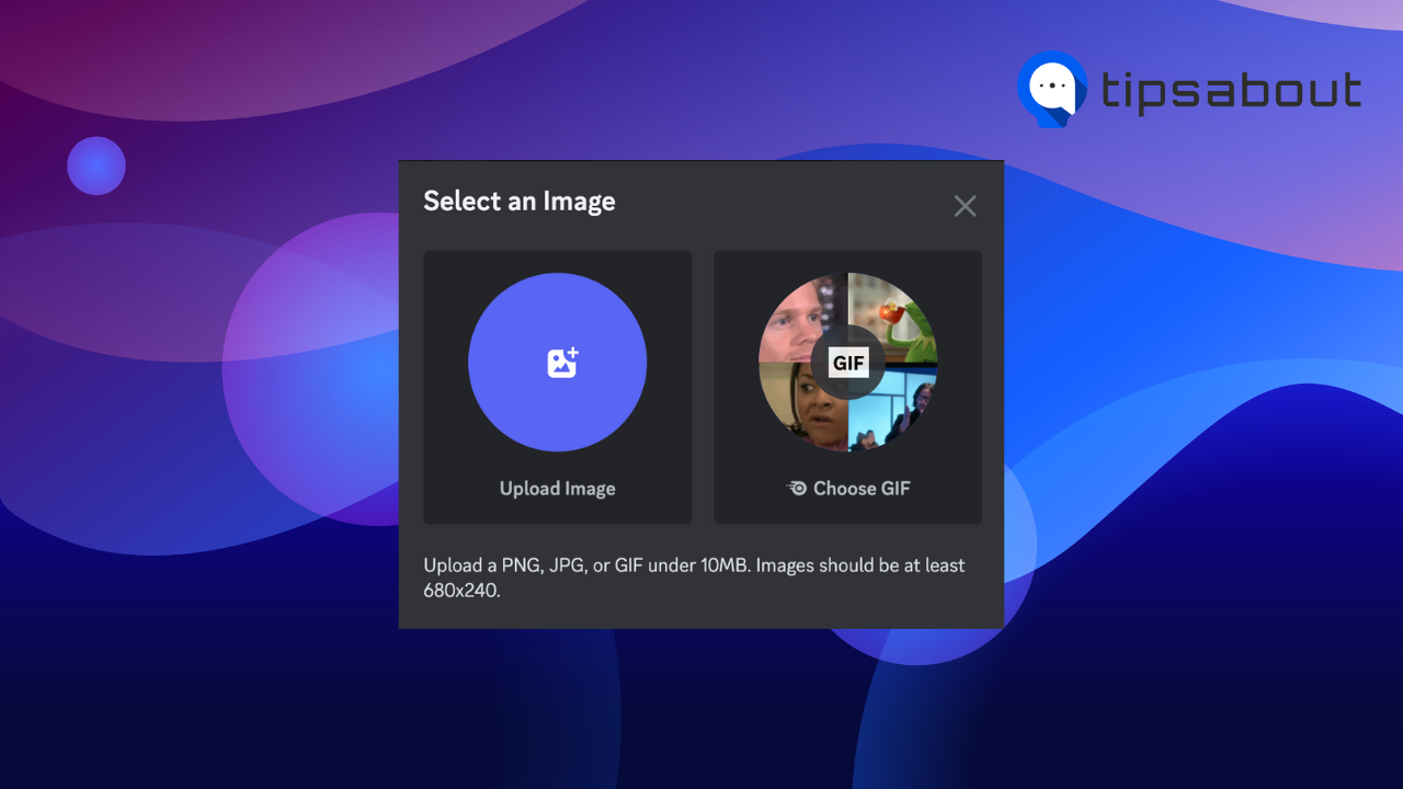 Choose whether you want to upload an image or choose a GIF.