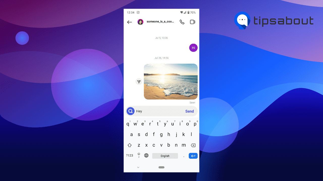 Start typing your message in chat.