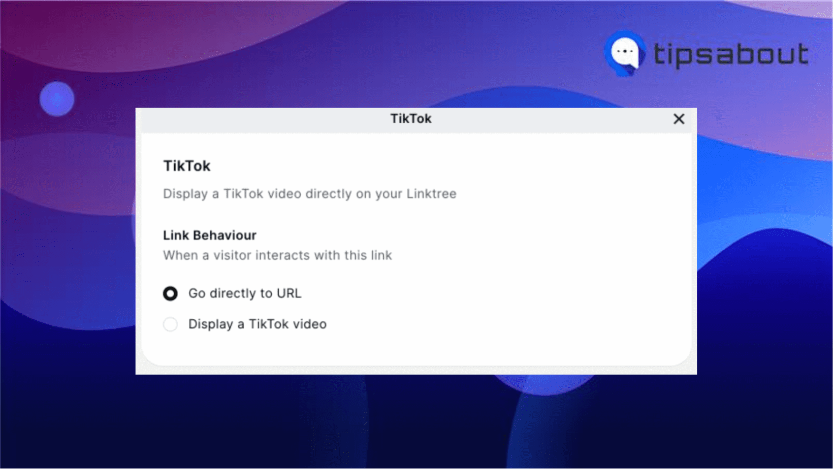 Display a TikTok video option