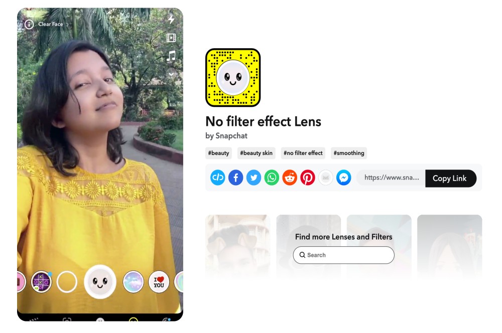 no filter effect snapchat lens