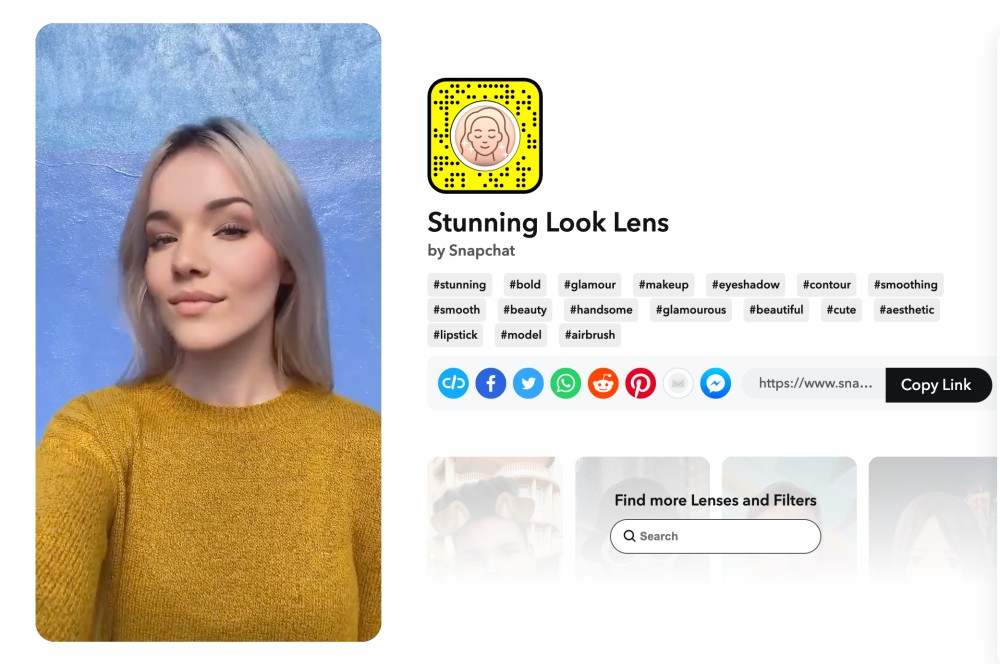 stunning look snapchat lens