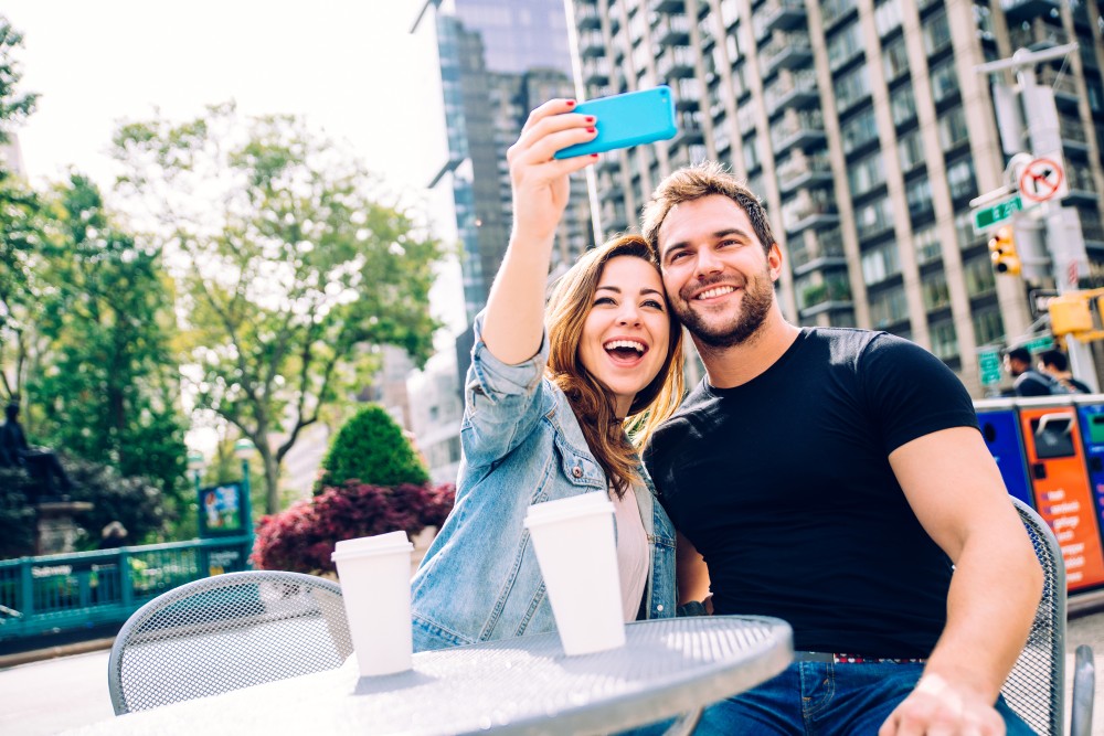 couple taking selfie 