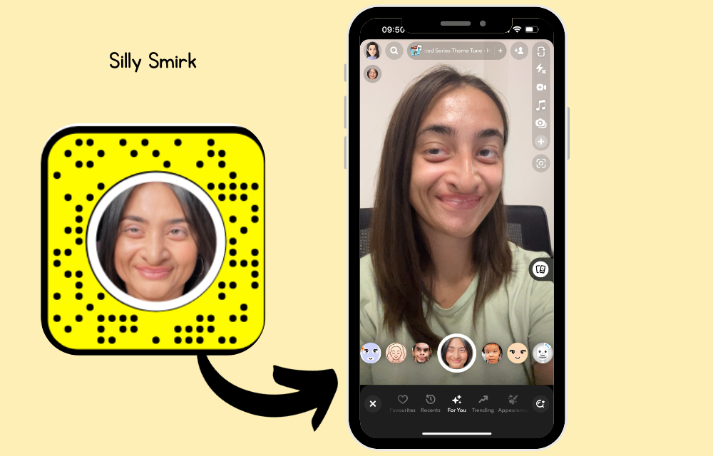 silly smirk snapchat lens