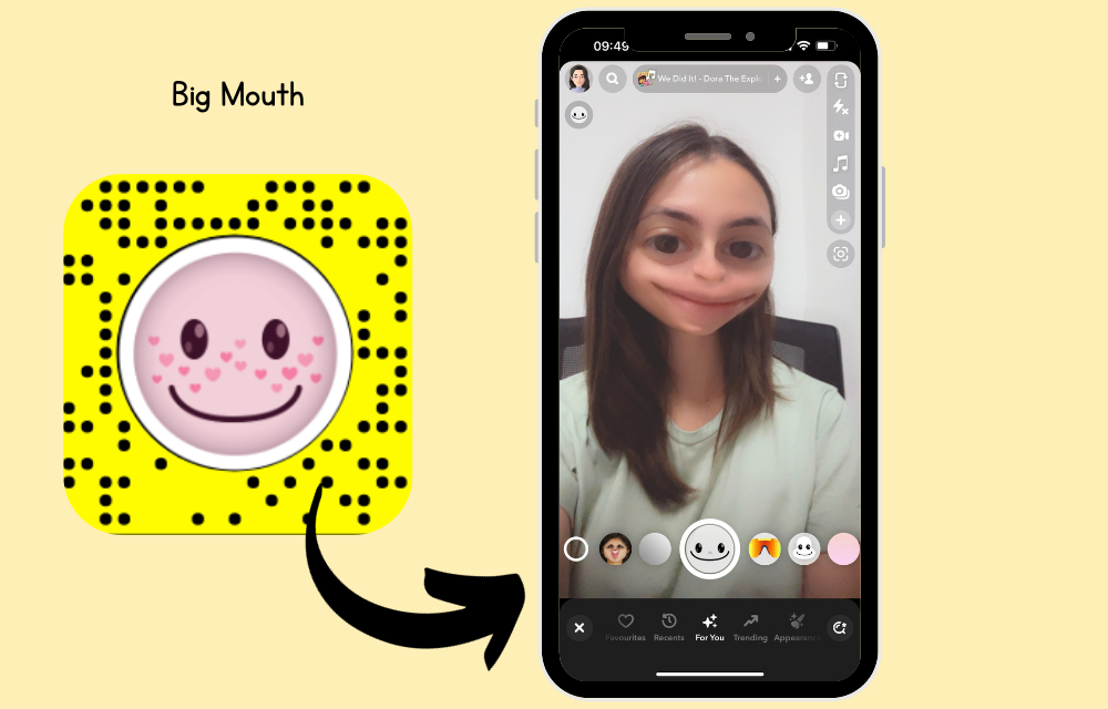 big mouth snapchat lens