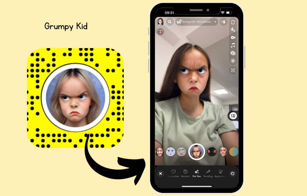grumpy kid snapchat lens