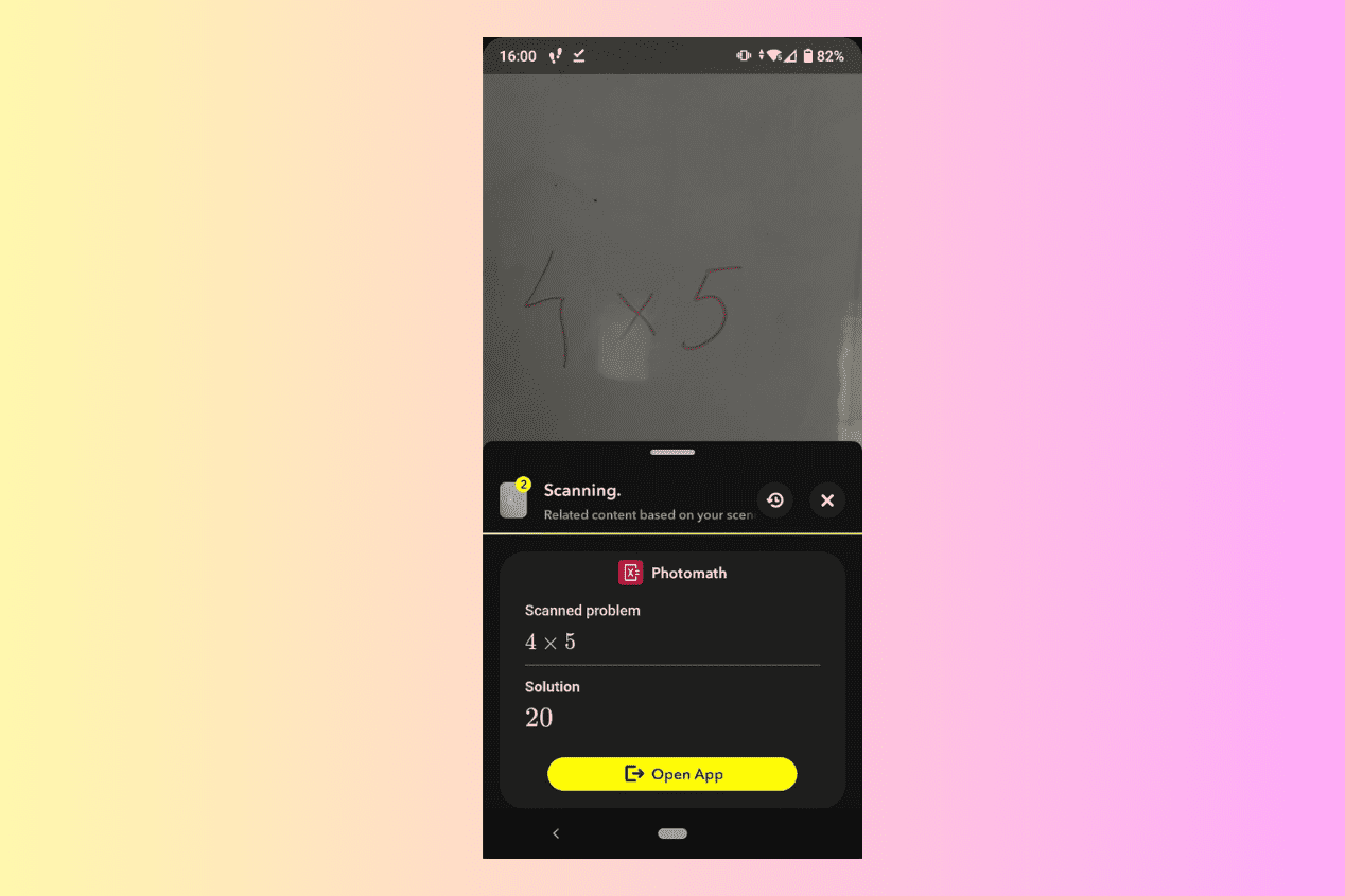 Solve math problems with the Photomath feature