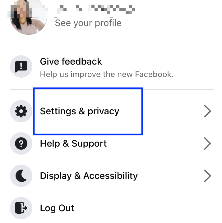 Facebook options