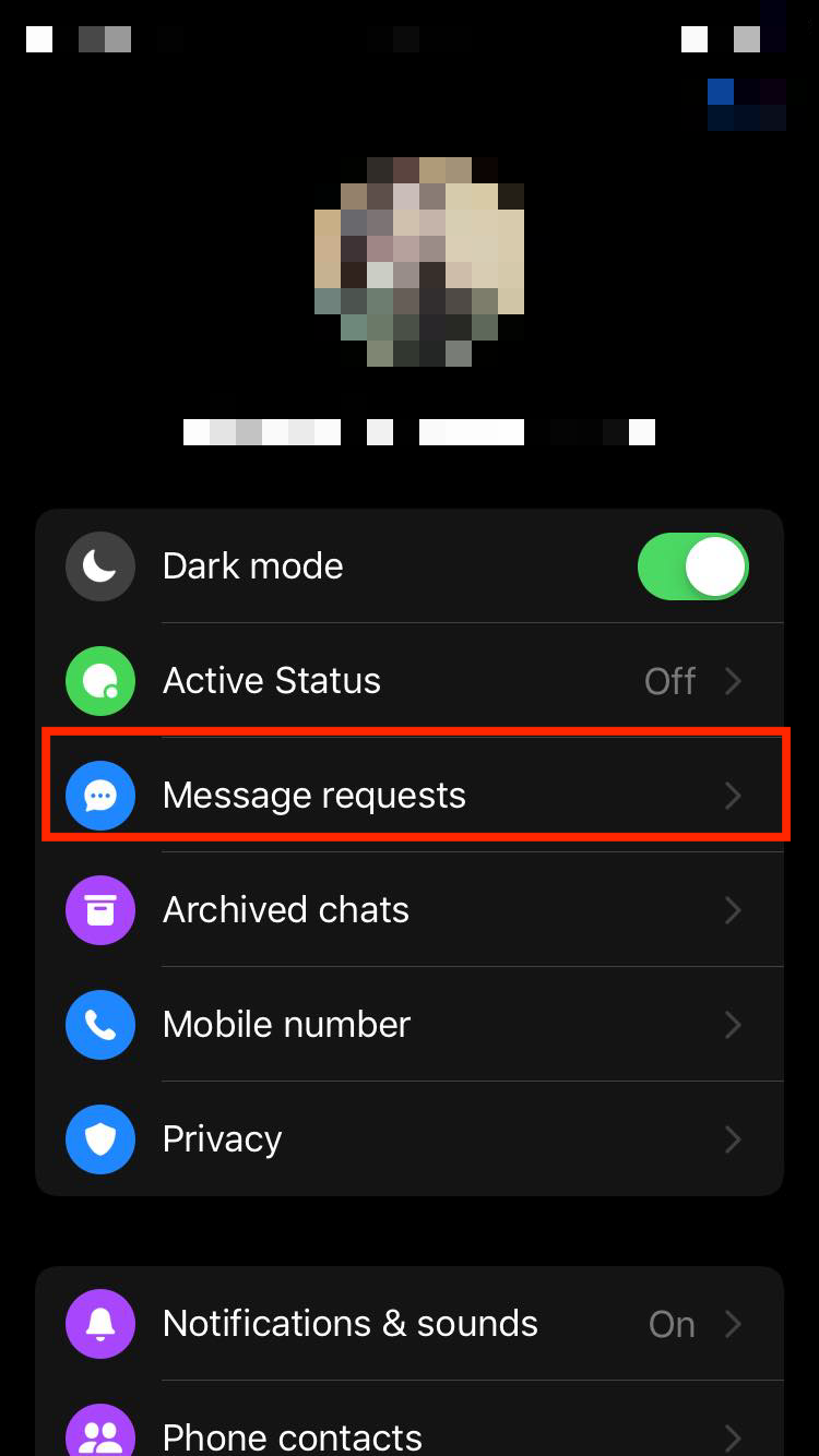 facebook message request mobile app