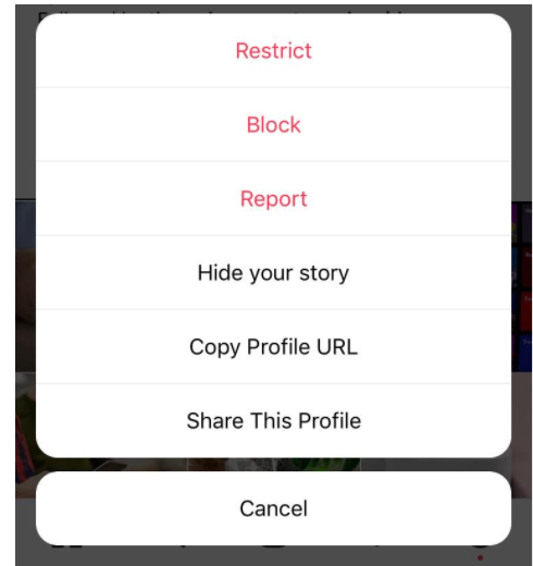 instagram block option