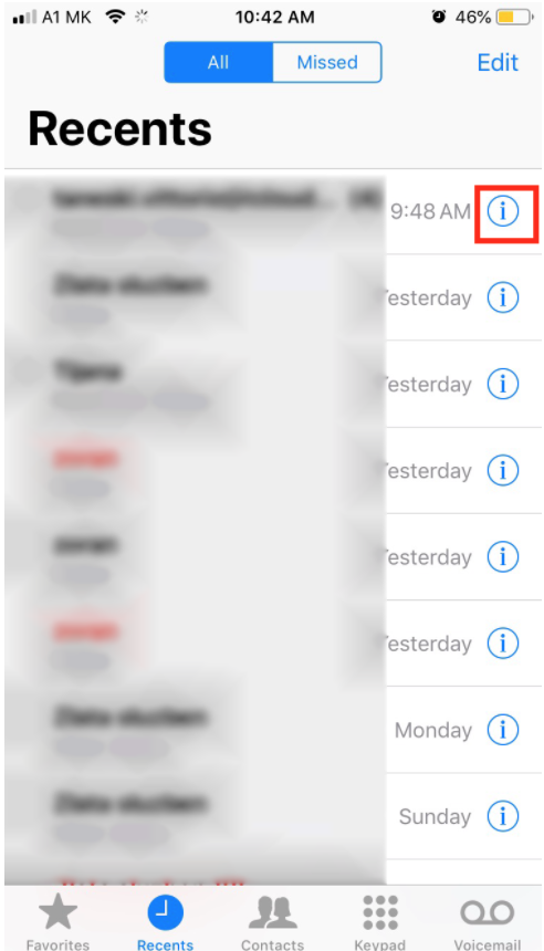 iphone contact list