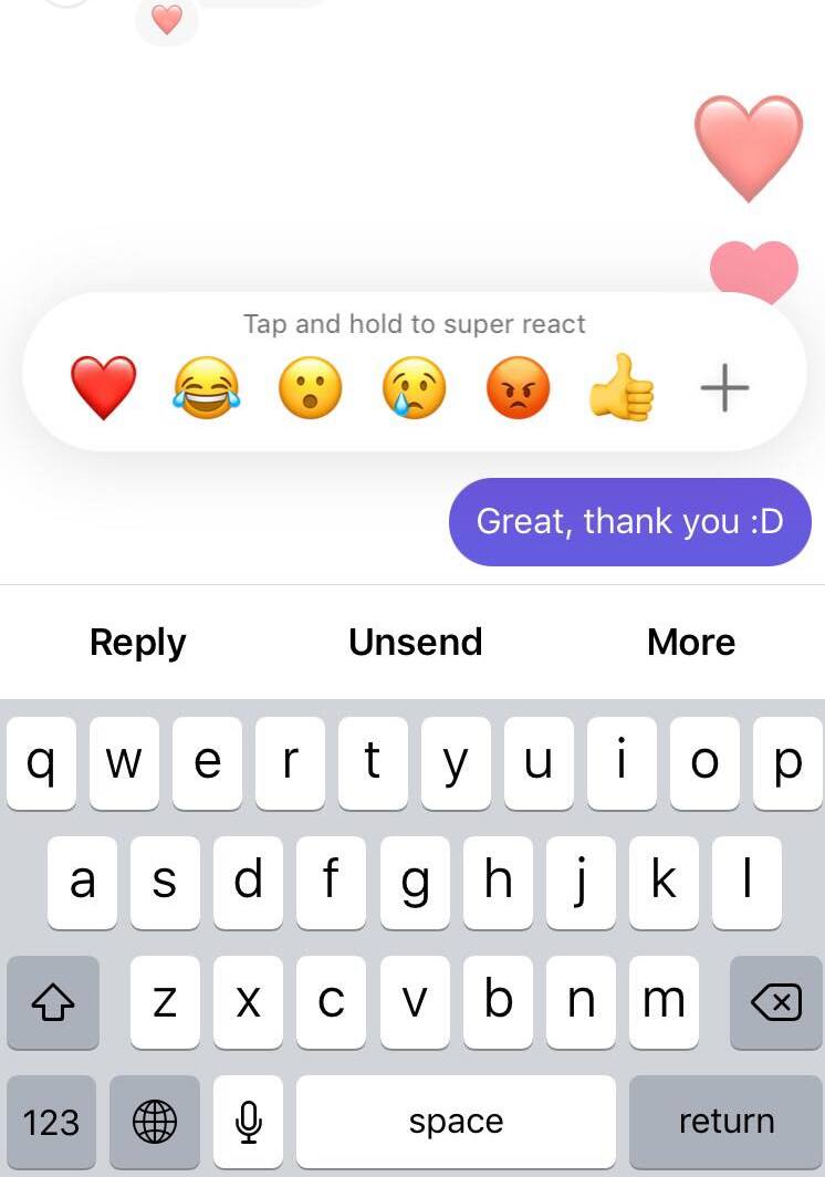 instagram reaction options