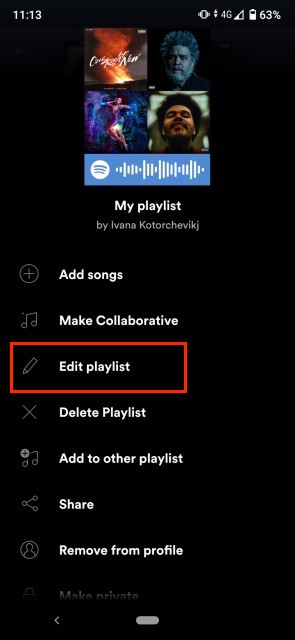 Select Edit Playlist