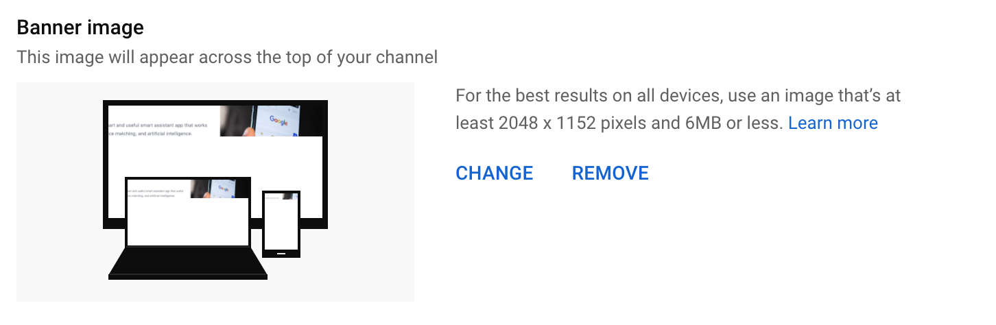 youtube change banner