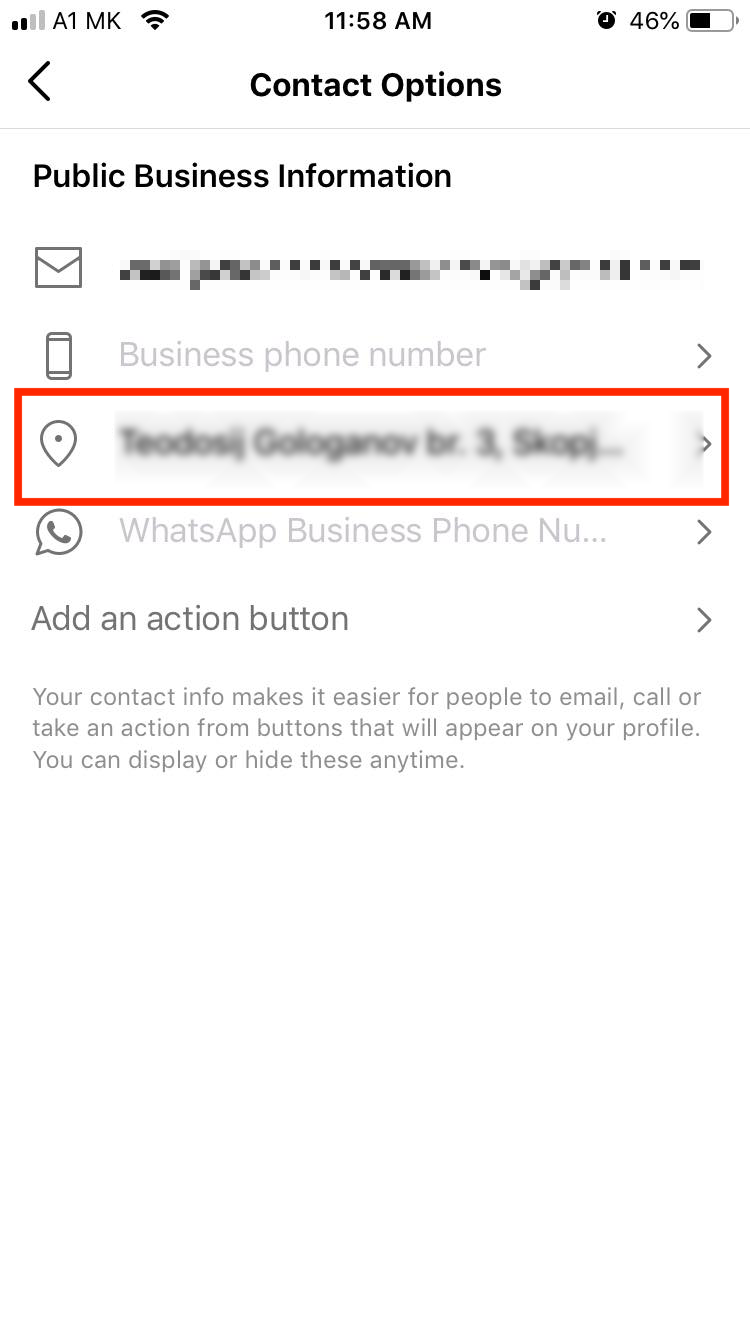 Instagram contact information