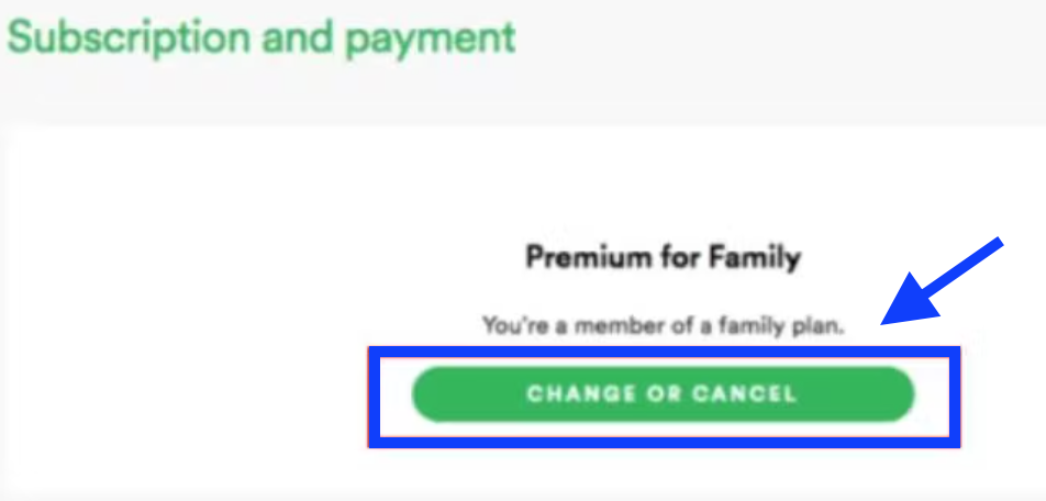Change or cancel subscription option on Spotify