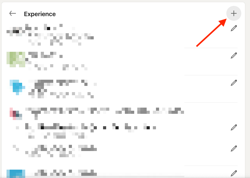 click on the + icon in Experience section