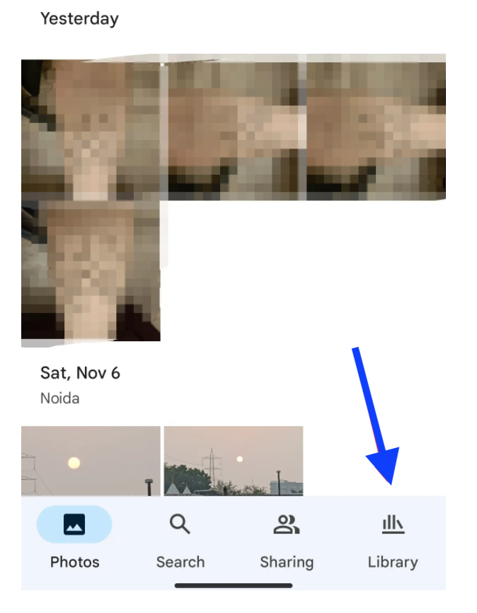 Library icon in Google Photos