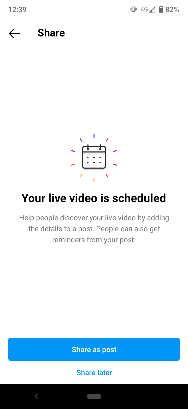 Share live video as a post