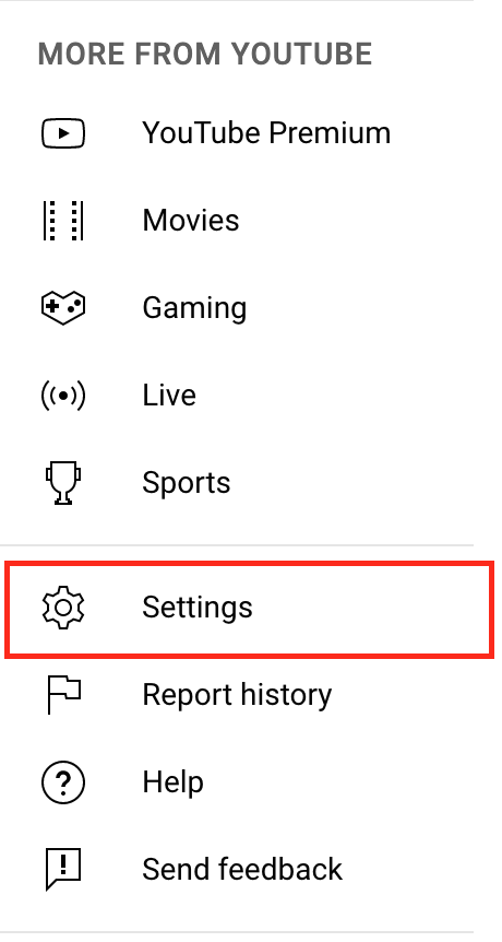 Youtube settings feature