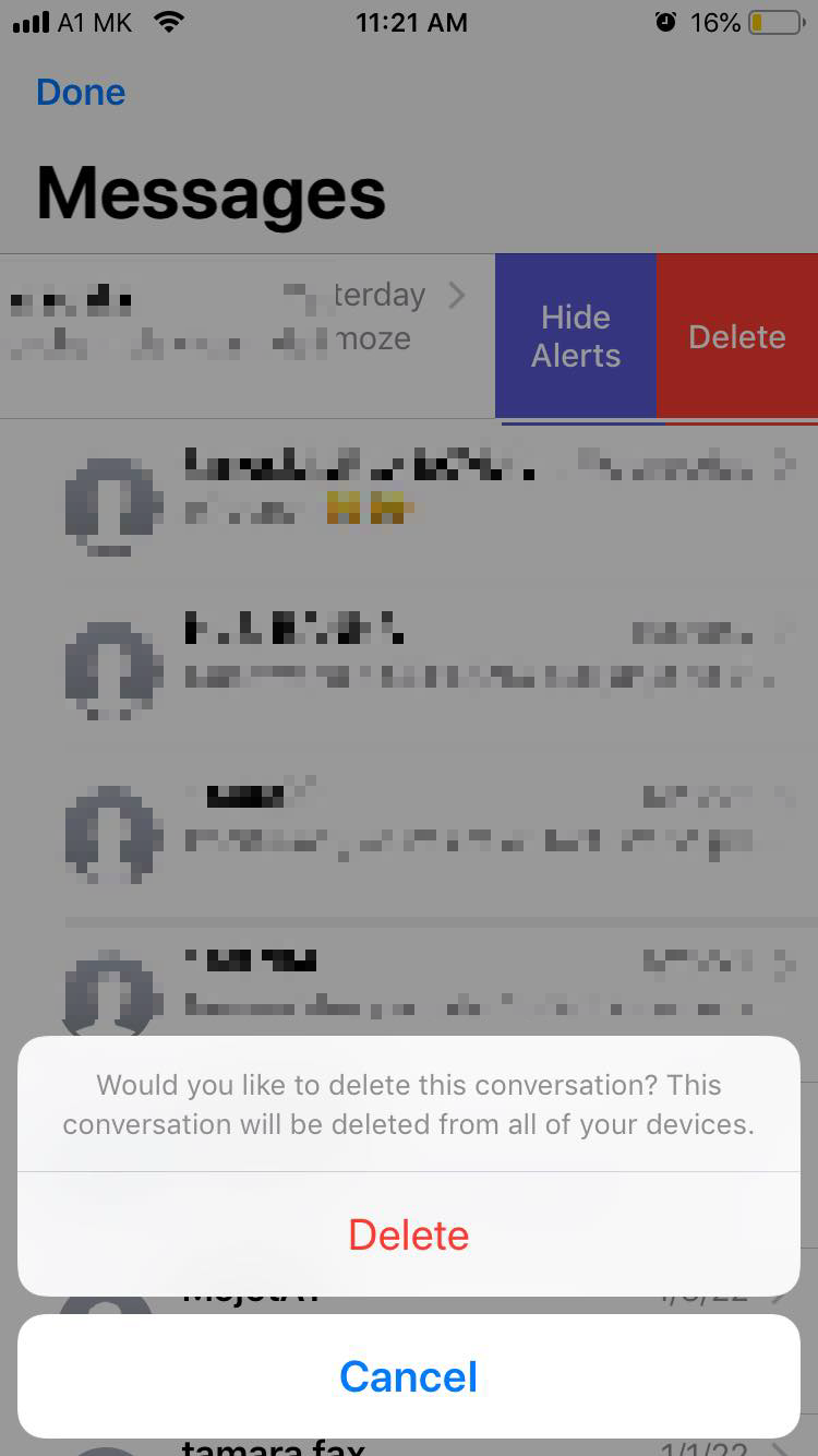 iphone delete message 