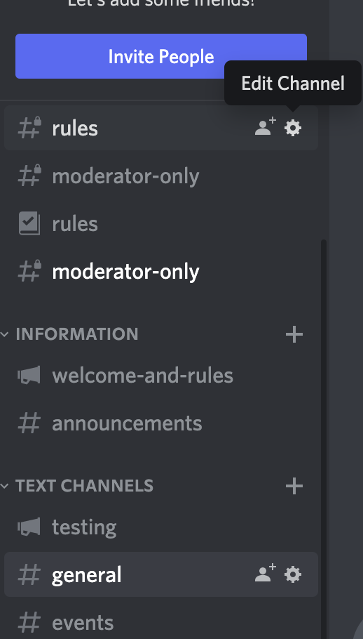 Discord settings option