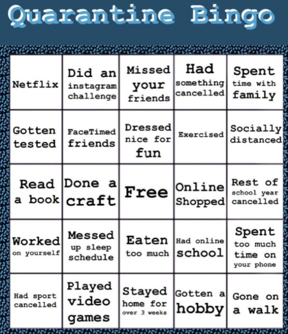 Quarantine Bingo Game - Snapchat