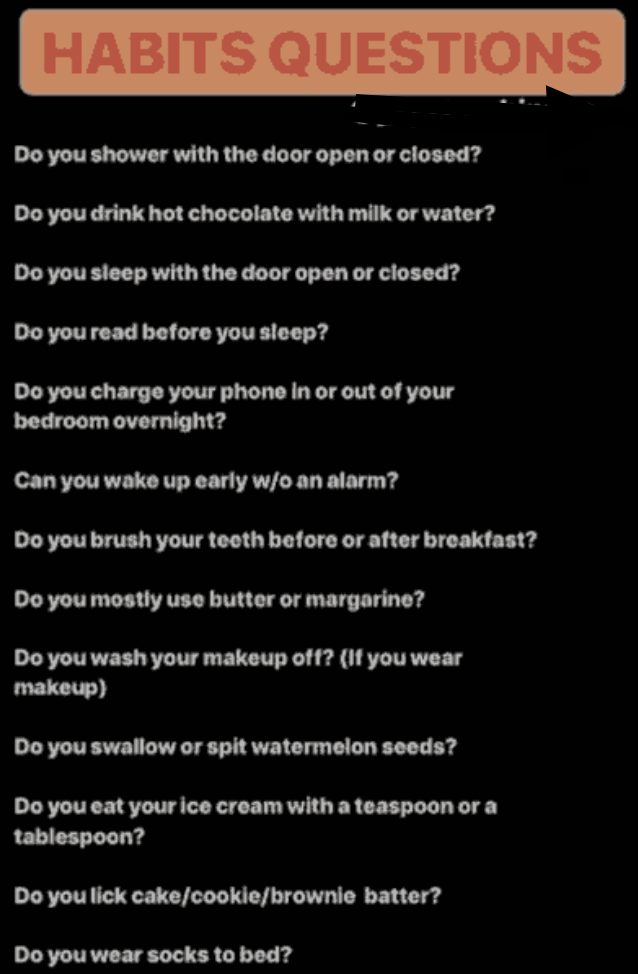 Habits questions game - Snapchat