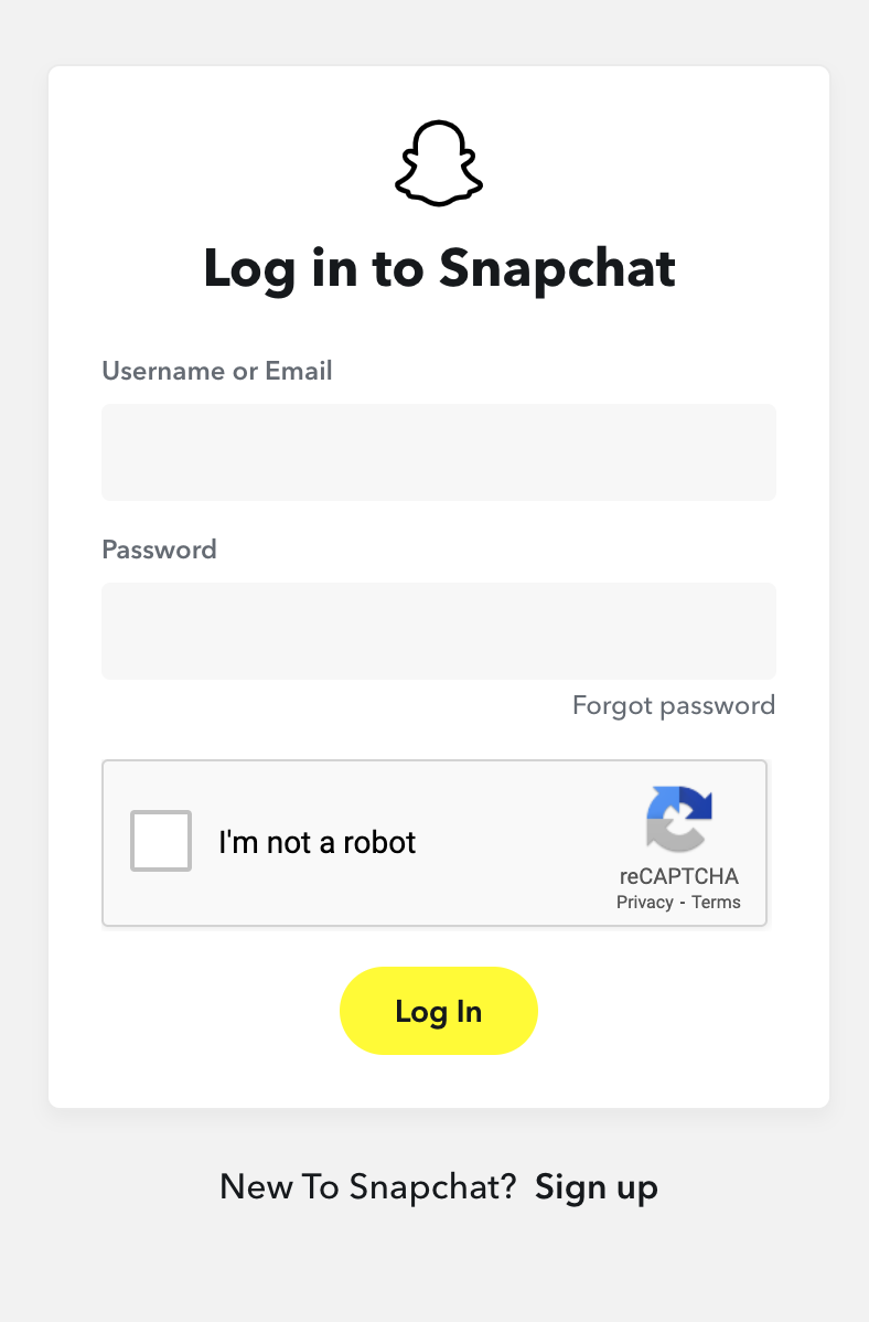 Enter your Snapchat username/email and password