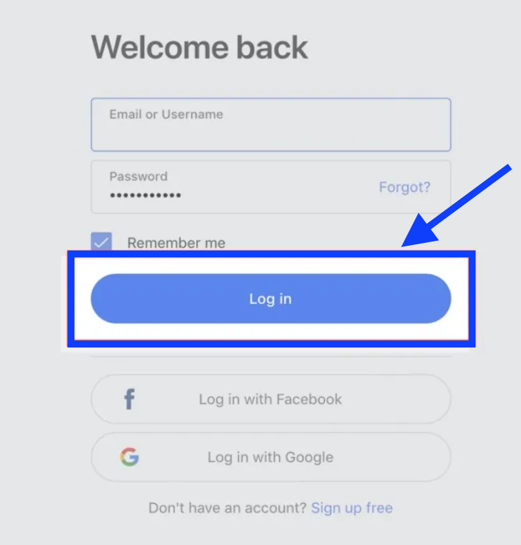 Login options on TextNow