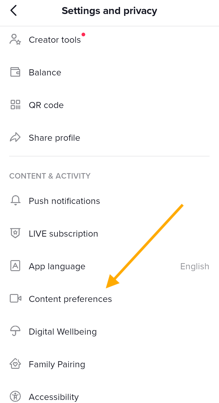 Content preferences - TikTok