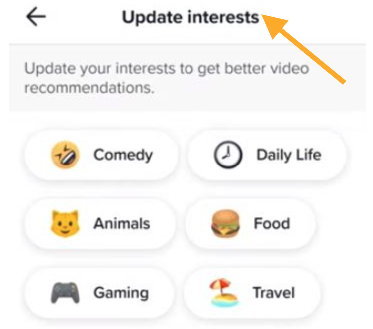 Update interests - TikTok