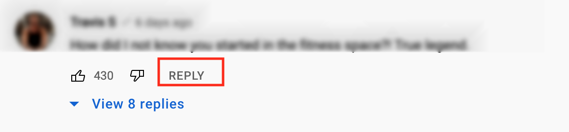 reply option on youtube comment