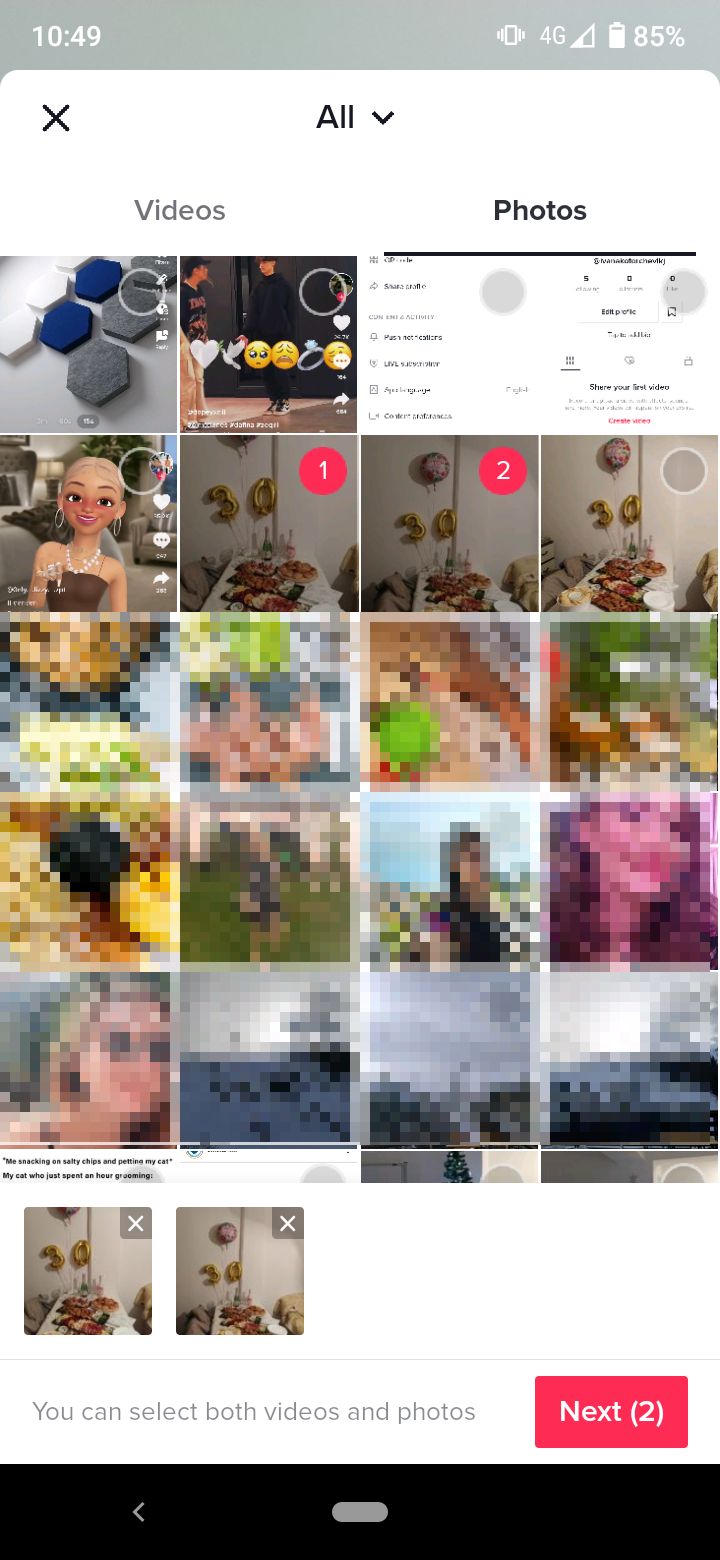 Select images from phone's gallery and tap Next