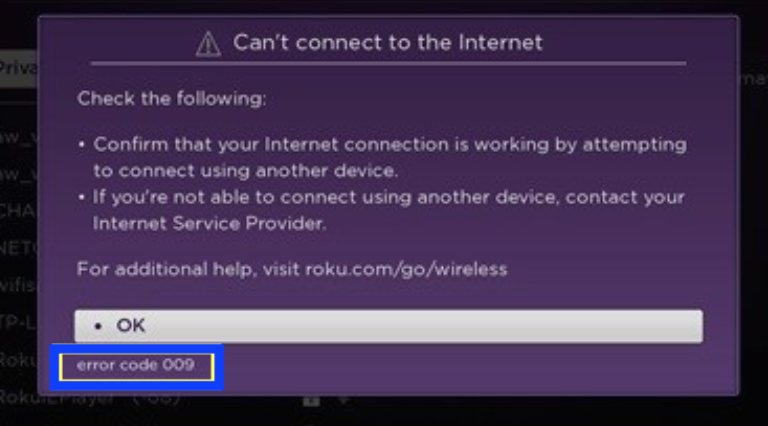 Error Code 009 - Roku TV