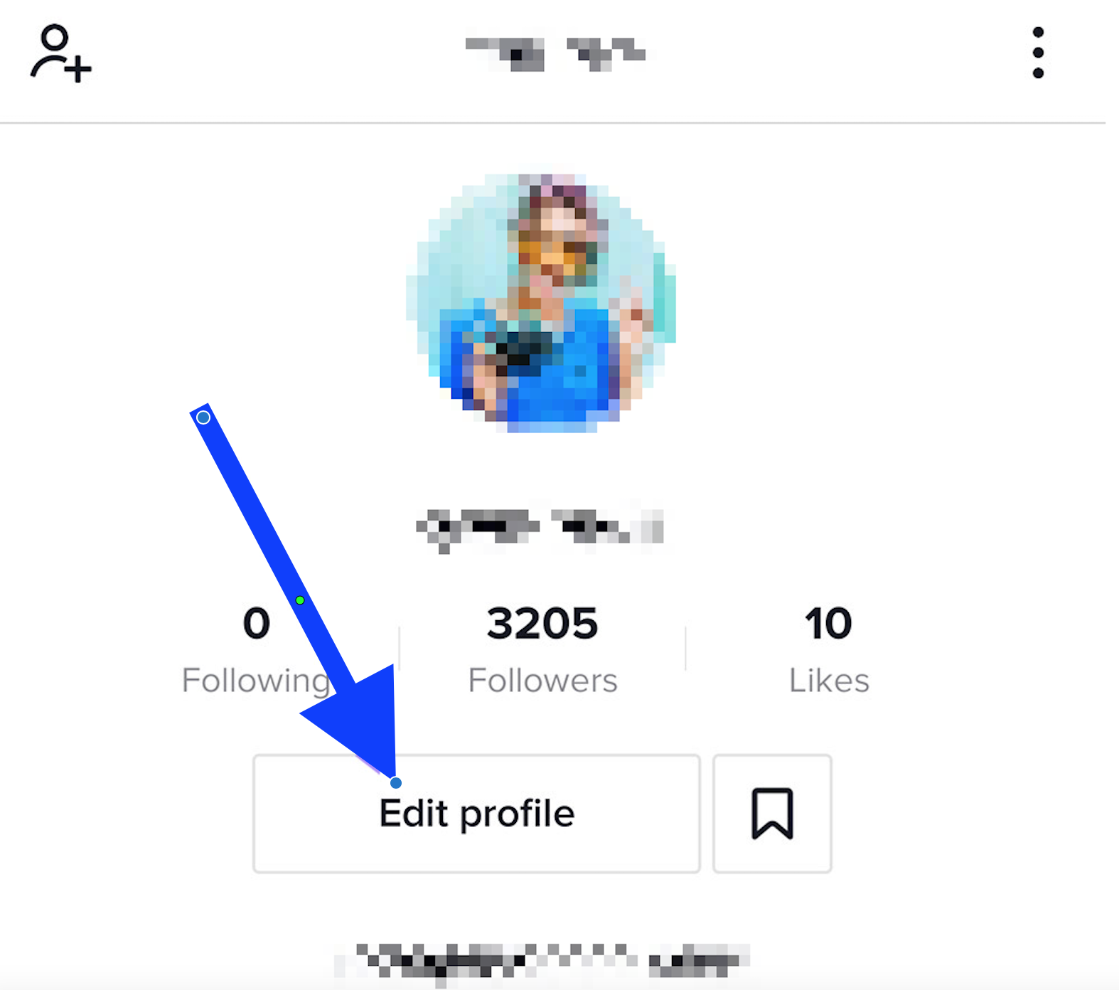 Edit profile option on TikTok