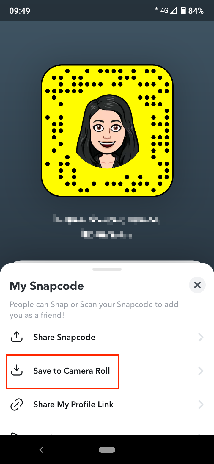 Save your Snapcode to Camera Roll