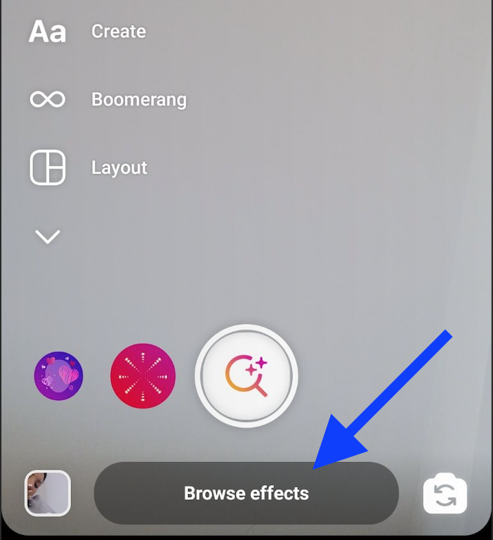 Browse effects option - Instagram