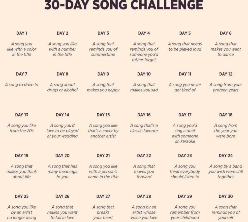 30-days song challenge - Instagram Story Game 