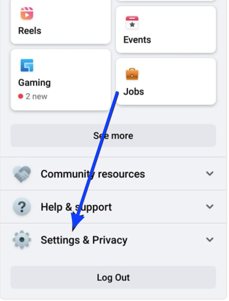 Settings and Privacy - Facebook app options