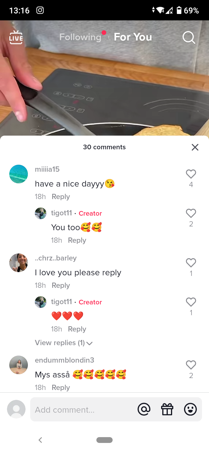 Comments on a TikTok video