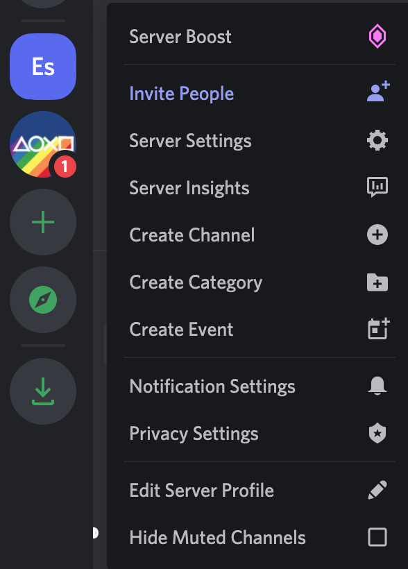 discord create a new channel option