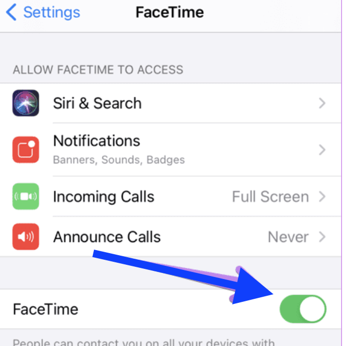 Facetime options - iPhone
