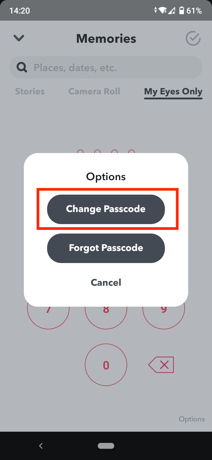 change passcode option