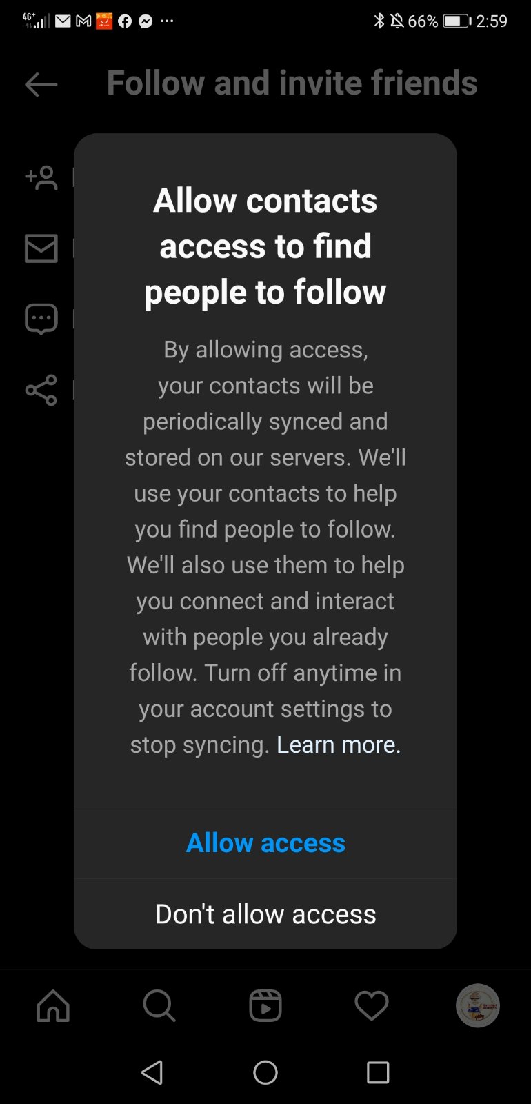 Allow access to contacts
