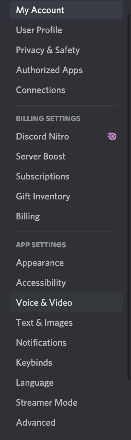 discord voice and video option