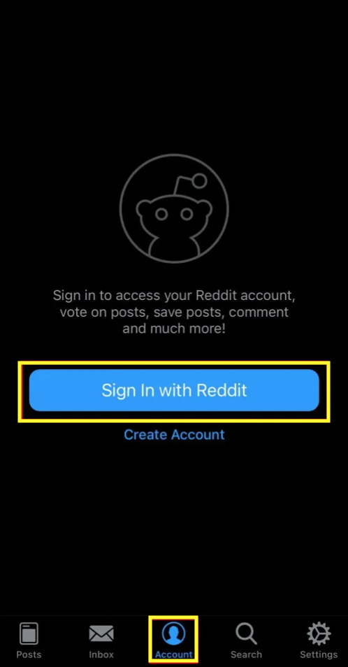 Sign in with Apollo for Reddit app
